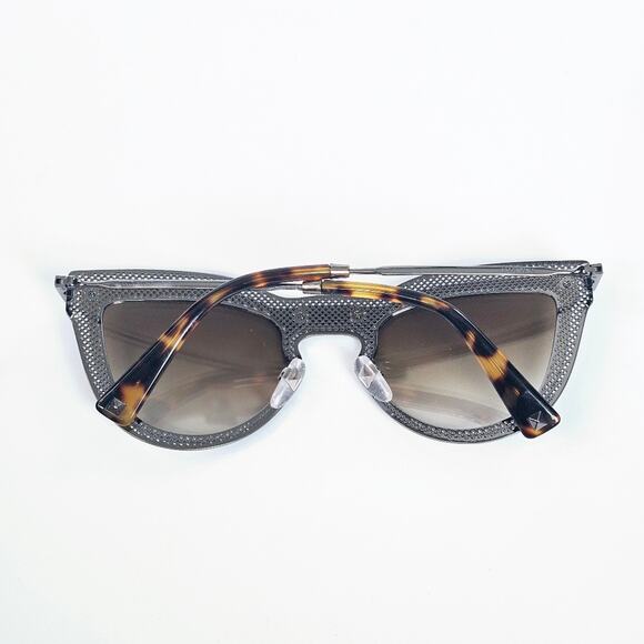 Valentino Gunmetal Cat Eye Sunglasses w/ Gold Gradient Lenses‎